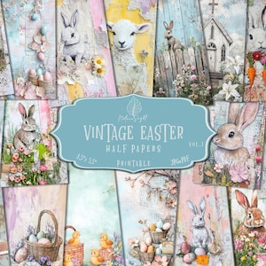 Vintage Easter Half Papers Printable | Easter Digital Collage Sheets | Junk Journal Supplies | Easter Ephemera | Easter Scrapbook Paper