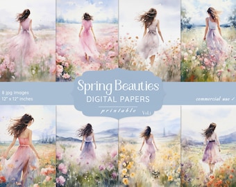 Spring Junk Journal Kit – Floral Digital Papers and Scrapbook Ephemera Pack (Digital Download)