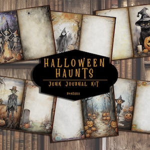 Halloween Haunts Junk Journal, Halloween Scrapbooking Kit, Gothic Ephemera, Collage Sheets, Digital, Printable, Bookmarks, Arc, Pages, Cards