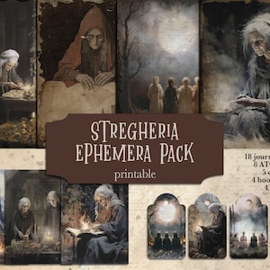 Stregheria Ephemera Pack, Witch Junk Journal Kit, Gothic Scrapbooking, Witchy Collage, Bookmarks, Papers, Pages, Atc, Scrapbook, Crafting