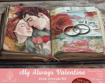 Valentine Junk Journal Kit: Romantic Couple Printable Pages (Digital Download)