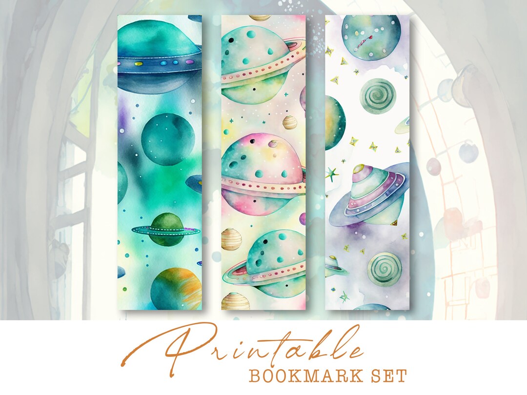Sci Fi Printable Ephemera Sci Fi Bookmarks Watercolor - Etsy