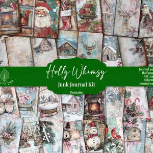 Holly Whimsy Christmas Junk Journal Kit | Vintage Christmas Ephemera | Printable Holiday Papers | Festive Scrapbook Kit | Digital Download