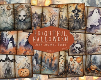 Vintage Halloween Junk Journal Kit: Frightful Ephemera Pages (Digital Download)