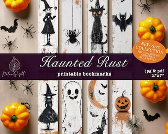 Gothic Halloween Bookmarks: Vintage Printable Rustic Tags (Digital Download)