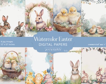 Easter Scrapbook Papers: Pastel Bunny Ephemera Kit and Spring Junk Journal Printables (Digital Download)