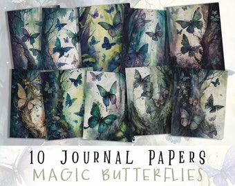 Magic Butterflies Junk Journal Papers – Printable Butterfly Ephemera and Scrapbook Kit (Digital Download)