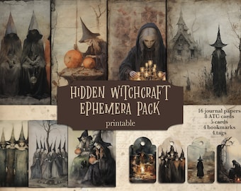 Hidden Witchcraft Ephemera Pack | Witch Junk Journal | Witchy Ephemera | Gothic Collage Sheets | Gothic Junk Journal | Witch Journal Pages