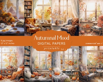 Cosy Autumn Digital Paper Pack: junkjournal, plakboek (digitale download)