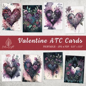 Valentine ATC Karten: Dark Love Heart Printables (Digitaler Download)