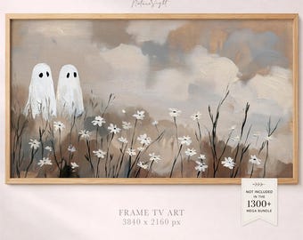 Halloween Ghost Field Painting Frame TV Art: Spooky Autumn Landscape TV Wallpaper (Digital Download)