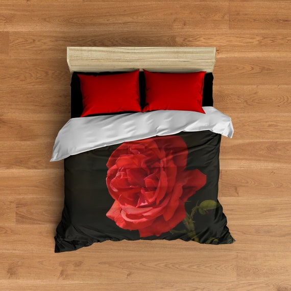 Rose Duvet Cover Rose Home Decor Floral Bedding Red Rose Etsy