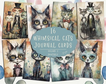 Whimsical Cats Collage Sheets: Printable Scrapbook Paper (Digital Download)