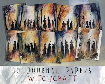 Witch Junk Journal Kit: Gothic Watercolor Ephemera (Digital Download)