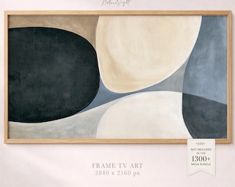 Abstract Shapes Painting Frame TV Art: Minimalist Slate Blue Wall Decor (Digital Download)