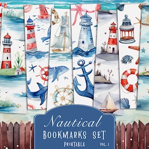 Nautical Printable Bookmarks | Coastal Ephemera Tags | Ocean Junk Journal Kit | Beach Scrapbook Paper | Marine Digital Bookmarks