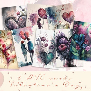 Valentines Printable Cards, Love Digital Atc Cards, Junk Journal Pages, Valentine Scrapbooking, Journaling, Ephemera