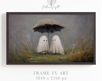 Gezellig spookschilderij | Vintage Halloween Samsung frame tv-kunst (digitale download)