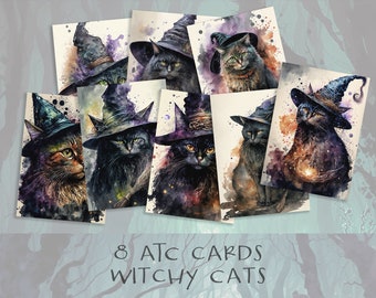 Witchy Cats ATC Cards: Grimoire Ephemera (Digital Download)