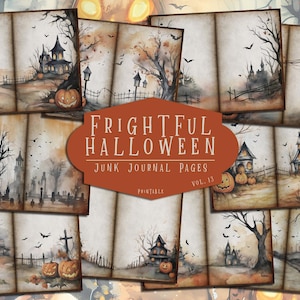 Spooky Halloween Pages | Vintage Junk Journal Kit | Printable Ephemera | Digital Scrapbook Set | Haunted Paper Pack