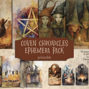 Coven Chronicles Junk Journal | Witch Ephemera Printable | Witchy Scrapbook Collage Sheets | Dark Academia Stationery Kit | Digital Download