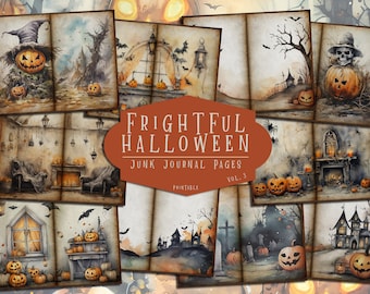 Halloween Journal Pages | Frightful Vintage Pumpkin Scrapbook (Digital Download)