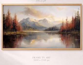 Cozy Autumn Frame TV Art | Tranquil Fall Lake View | Warm Rustic Digital Download | Seasonal Samsung Frame TV Decor