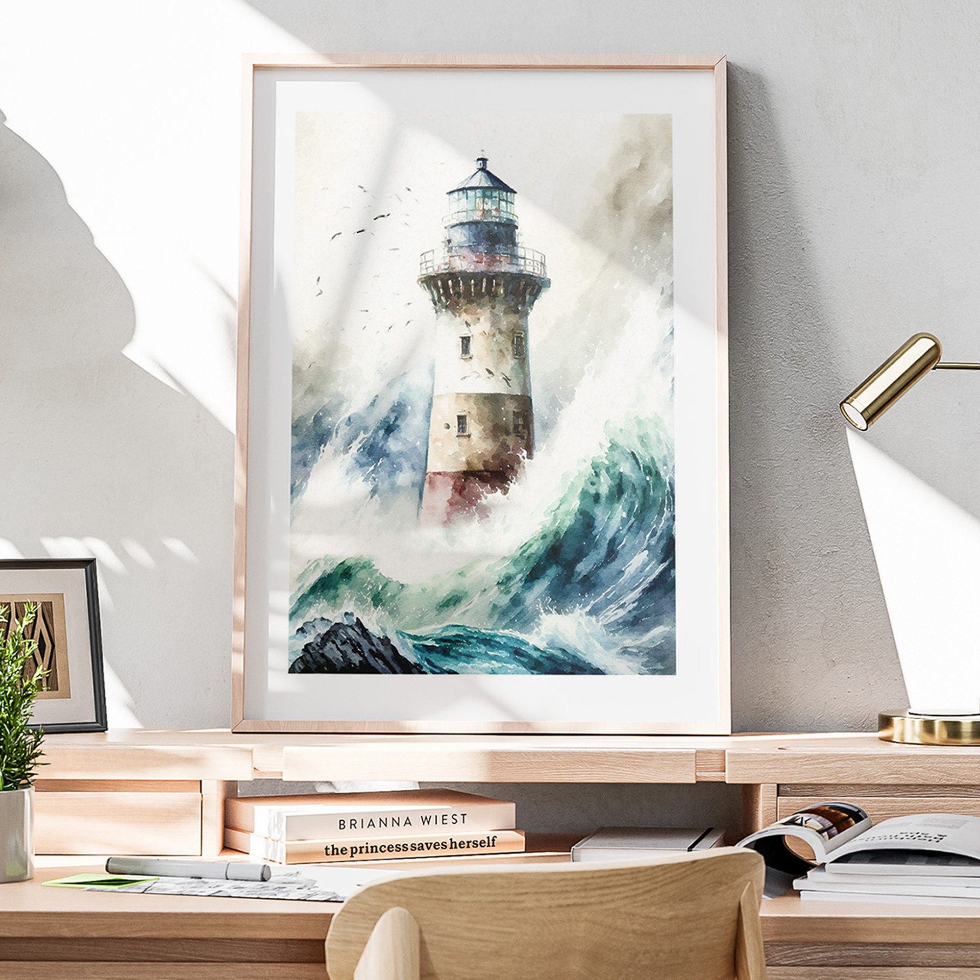 Lighthouse Painting Reproduction Nautical Lighthouse 11x14" Fine Art ...