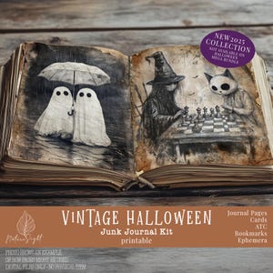 Vintage Halloween Junk Journal Kit | Printable Ephemera Pages | Spooky Scrapbook Papers | ATC Cards | Printable Bookmarks | Digital Download