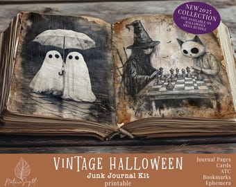 Vintage Spooky Halloween Junk Journal Kit | Printable Ephemera (Digital Download)