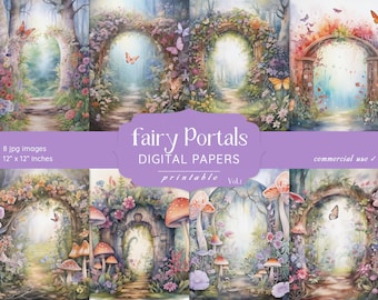 Fairy Tale Digital Paper: Enchanted Forest Backgrounds (12x12, Digital Download)