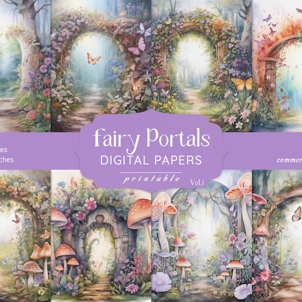 Fairy Digital Papers, Enchanted Forest Scrapbooking, Fairy Junk Journal, Fairytale Backgrounds, Commercial Use, Fairy Journal Pages