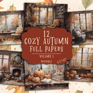 Autumn Junk Journal Kit | Cozy Vintage Scrapbook Paper | Fall Ephemera Printable | Thanksgiving Digital Collage | Rustic Cottagecore Art