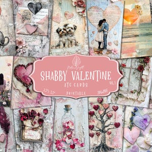 Karty ATC na Walentynki | Ephemera z dziennika Romantic Junk | Wydrukowane karty miłosne | Materiały do scrapbookingu | Pobieranie cyfrowe | Wydrukowane