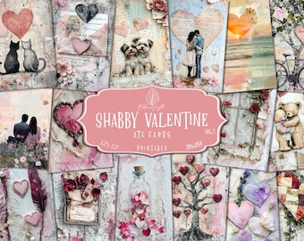 Valentine's Day ATC Cards: Shabby Chic Printable Ephemera (Digital Download)