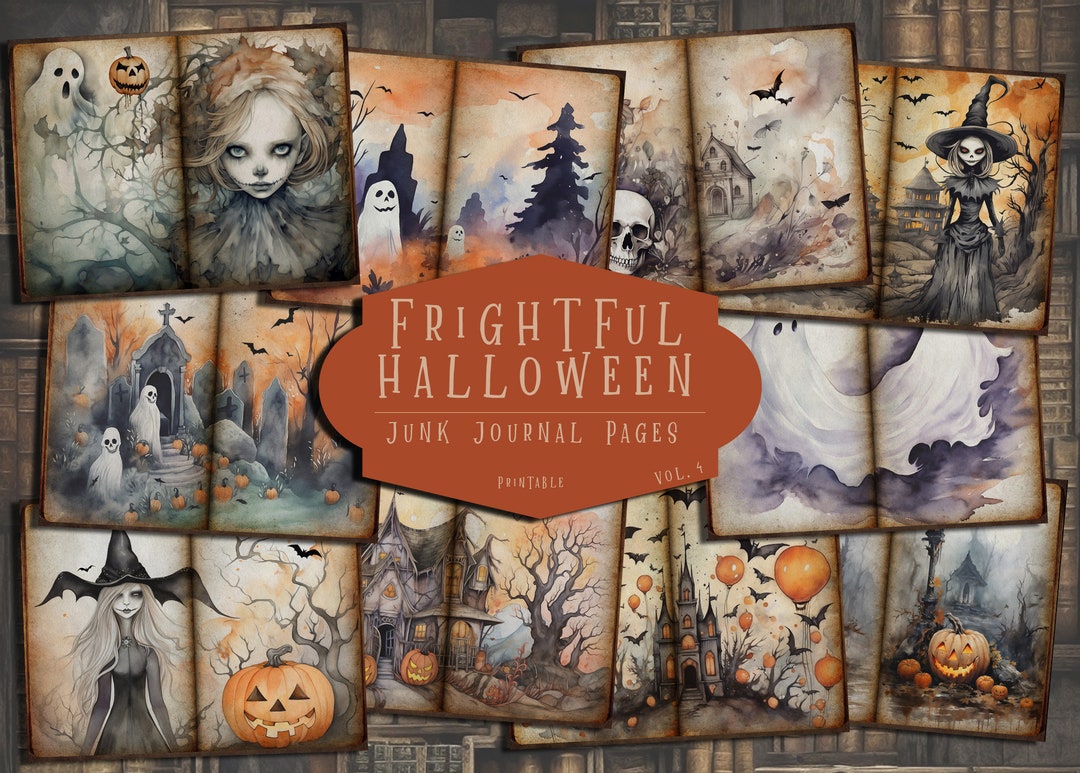 Halloween Collage Sheets, Fall Printable Pages, Halloween Junk Journal ...