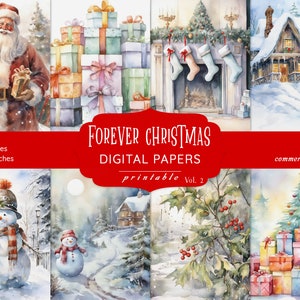 Christmas Digital Paper Kit | Santa Claus Ephemera | Winter Junk Journal Pages | Holiday Scrapbook Set | Collage Sheet Download