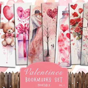 Marcapáginas imprimibles de San Valentín, suministros para álbumes de recortes, diario Loves Junk, marcapáginas de amor, recuerdos románticos, accesorios para libros