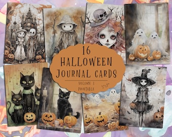 Halloween Junk Journal Cards: Gothic Spooky Ephemera (Digital Download)