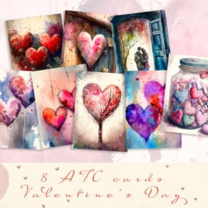 Valentine’s Day Printable ATC Cards | Romantic Junk Journal Ephemera | Vintage Love Scrapbook Printables | Shabby Chic Digital Collage Kit