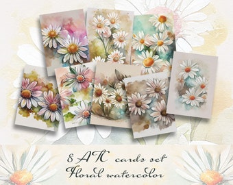 Floral Printable Atc Cards, Botanical Junk Journal Supplies, Digital Ephemera Art, Bohemian Digital