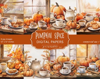 Pumpkin Spice Digital Papers: Scrapbookkit herfst (digitale download)