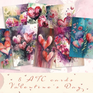 Cartões Atc do Dia dos Namorados, coisas efêmeras para scrapbooking, diário de lixo de amor, cartões de felicitações de romance, cartão de dia dos namorados, papel para scrapbook de amor