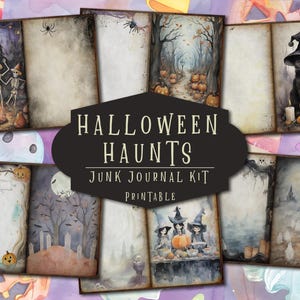 Halloween Haunts Junk Journal, Halloween Scrapbooking Kit, Gothic Ephemera, Collage Sheets, Digital, Printable, Bookmarks, Arc, Pages, Cards