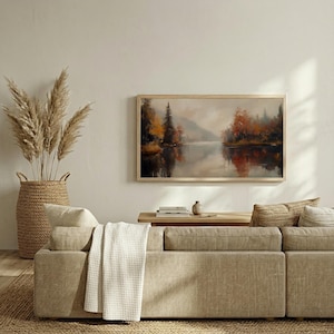 Autumn Landscape Frame TV Art | Fall Forest Lake Scene | Cozy Seasonal Digital Download | Rustic Autumn Decor for Samsung Frame TV image 2