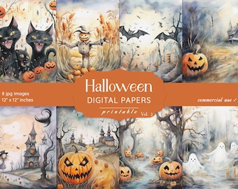 Halloween Scrapbook Paper: Spooky Gothic Backgrounds (Digital Download)