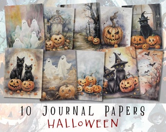Halloween Junk Journal Kit: Spooky Black Cat Ephemera (Digital Download)