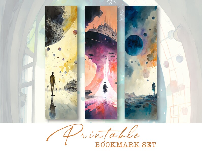Sci Fi Printable Bookmarks Futuristic Bookmarks Set Science - Etsy