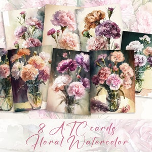 Diário de Junk Floral, Cartões de Dia das Mães, Papel de Scrapbook Floral, Suprimentos para Diários de Junk, Flores de Aquarela Efêmeras, Cartões de Felicitações Florais
