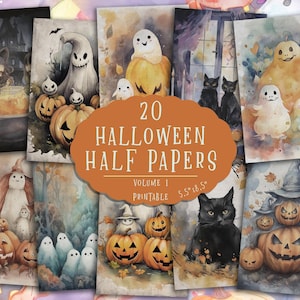 Halloween Half Papers | Printable Ghost & Pumpkin Pages (Digital Download)